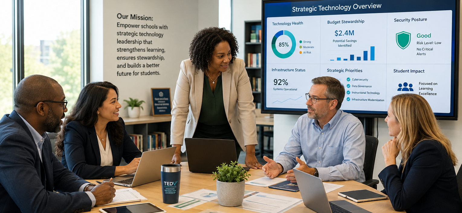School leaders in strategic technology planning meeting